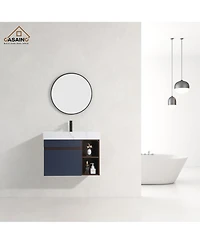 Casainc 30-Inch Wall-Mounted Bathroom Vanity with Quartz Countertop and Double Topmount Sinks