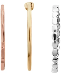 Macy's 3-Piece Cubic Zirconia Ring Set (0.12 ct. t.w.) in Tri Tone Sterling Silver