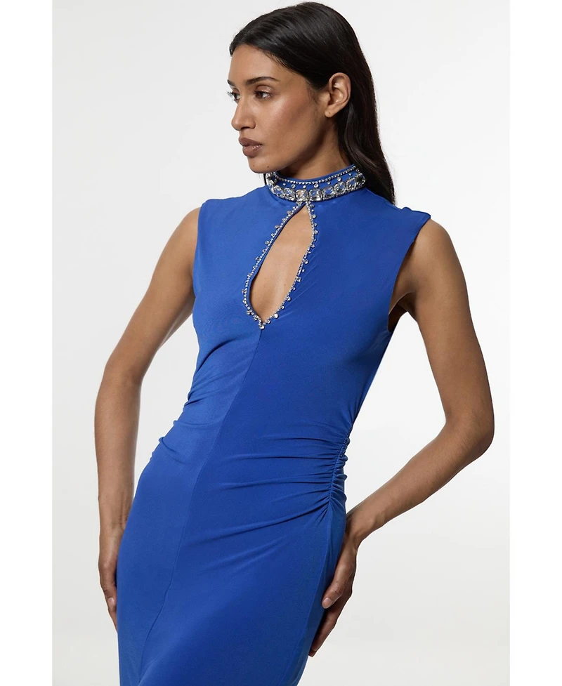 Karen Millen Women's Embellished Jersey Crepe Maxi Dress