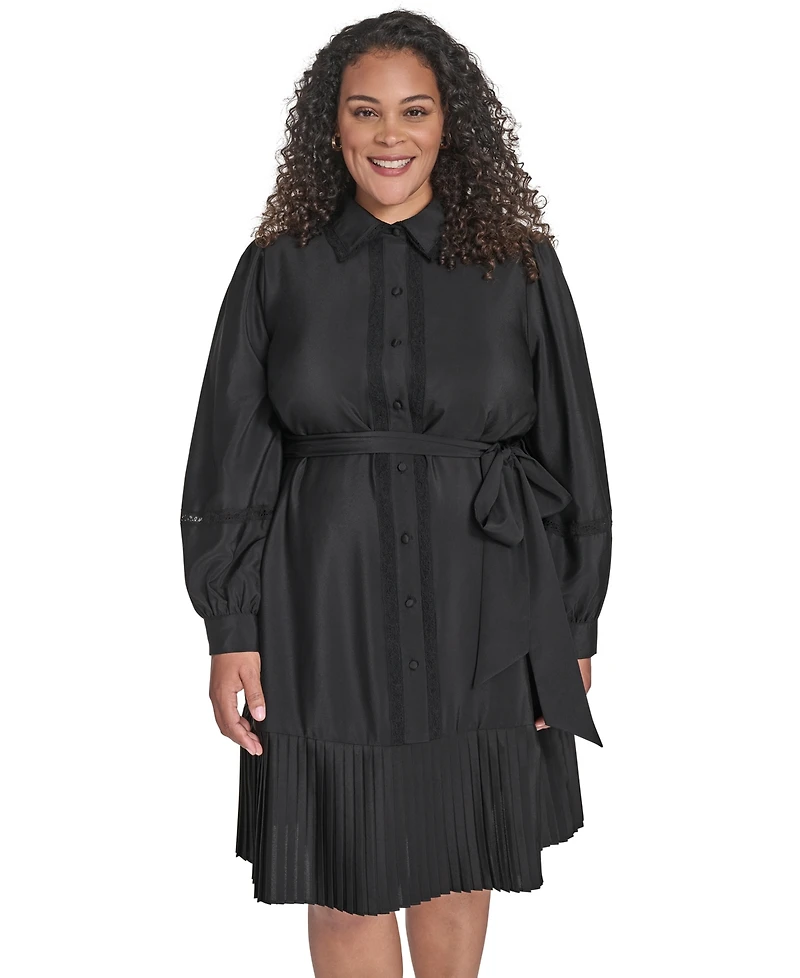 Eliza J Plus Pleated Short Shirtdress
