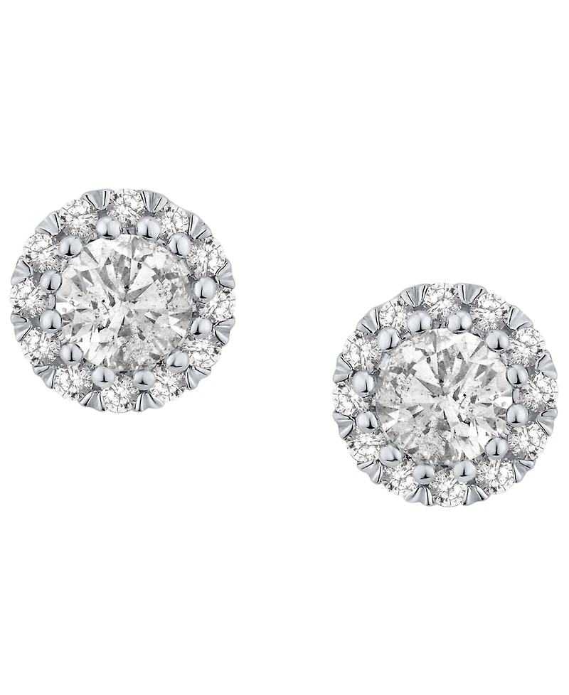 Diamond Halo Stud Earrings (1 ct. t.w.) in 14K White Gold