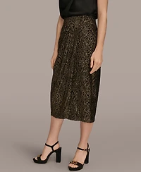 Donna Karan New York Women's Faux Wrap Metallic Burnout Skirt