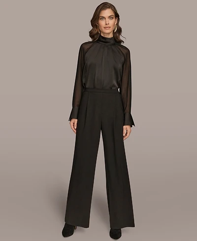 Donna Karan New York Women's Pleat Wide Leg Pull-On Pants