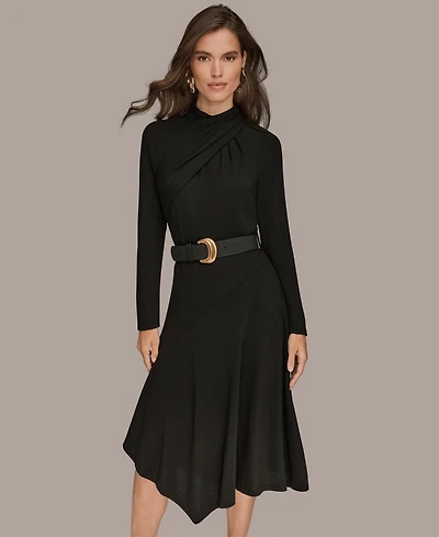 Donna Karan New York Women's Long Sleeves Angle Hem Dress