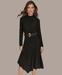Donna Karan New York Women's Long Sleeves Angle Hem Dress