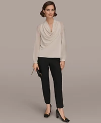 Donna Karan New York Women's Long Sleeve Mix Media Top