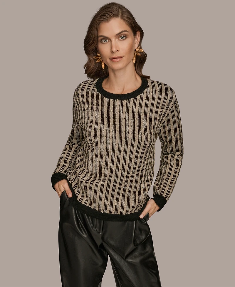 Donna Karan New York Women's Long Sleeve Two-Tone Sweater