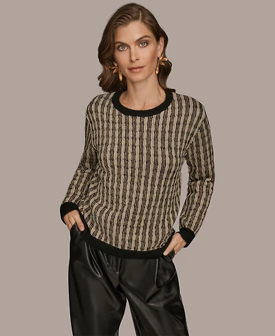 Donna Karan New York Women's Long Sleeve Two-Tone Sweater