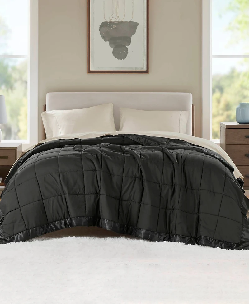 Madison Park Windom Lightweight Down Alternative Satin Trim Blanket