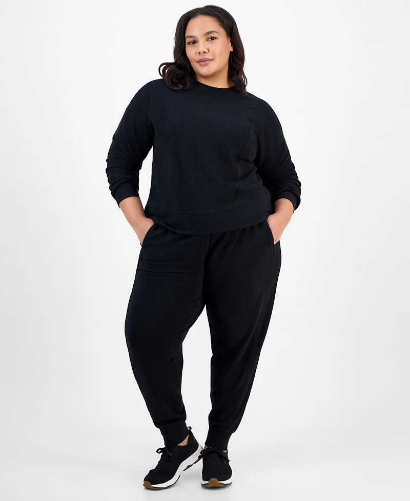Id Ideology Plus Ottoman Knit Crewneck Pullover Top, Macy's Exclusive