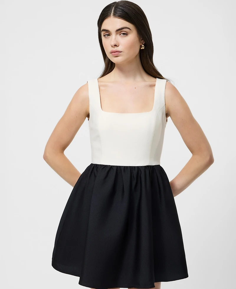French Connection Women's Structured Square Neck Sleeveless Mini Dress