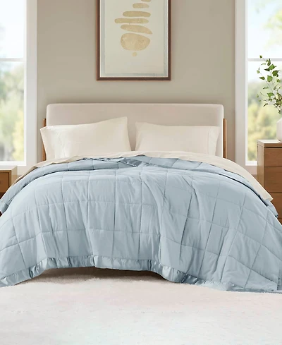 Madison Park Windom Lightweight Down Alternative Satin Trim Blanket