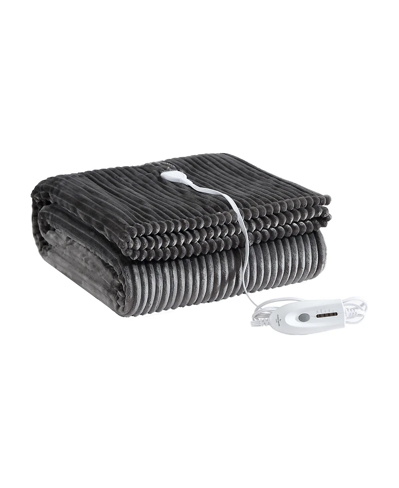 Eddie Bauer Mountain Valley Ribbed Plush Heated Throw, 70" x 50"