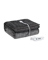 Eddie Bauer Mountain Valley Ribbed Plush Heated Throw, 70" x 50"