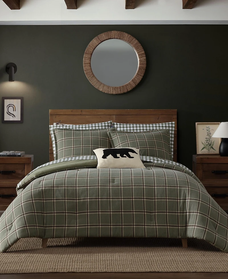 Eddie Bauer Alpine Plaid Printed Flannel -Pc. Comforter Set