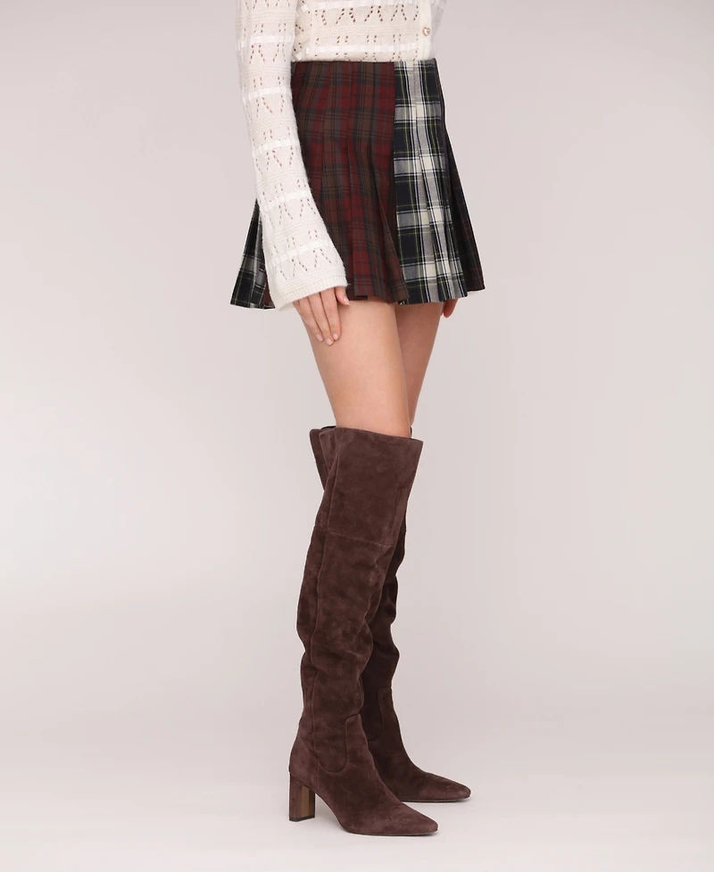 Avec Les Filles Women's Multi-Pattern Pleated Mini Skirt