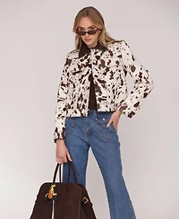 Avec Les Filles Women's Printed Trucker Long Sleeve Jacket