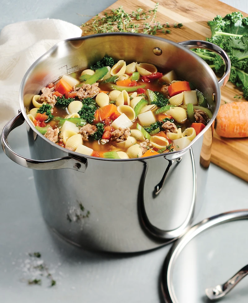 Tramontina Tempo Tri-Ply Base Stainless Steel 8-Quart Stock Pot with Glass Lid