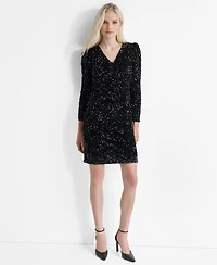 Dkny Women's Long Sleeve Sequin Shift Dress