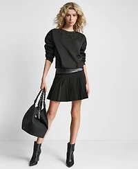 Dkny Women's Mix Media Bubble Long Sleeves Sweatshirt