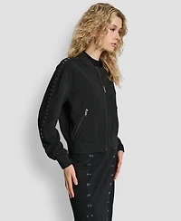 Dkny Women's Double Weave Grommet Bomber Long Sleeves Jacket