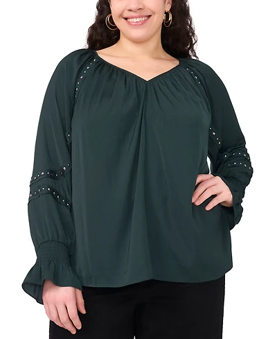 Vince Camuto Plus Embellished V-Neck Top