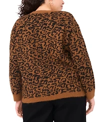 Vince Camuto Plus Leopard Print Pull-On Sweater