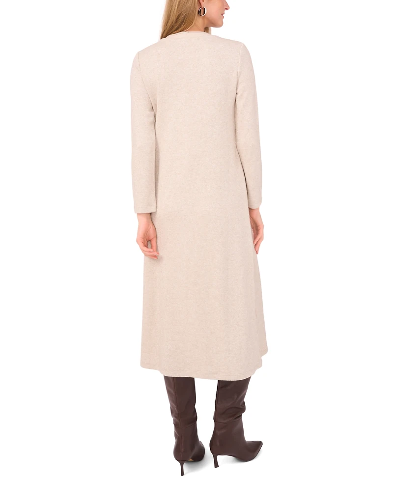 Vince Camuto Women's Rib Trim Neck Long Sleeve Midi Dress