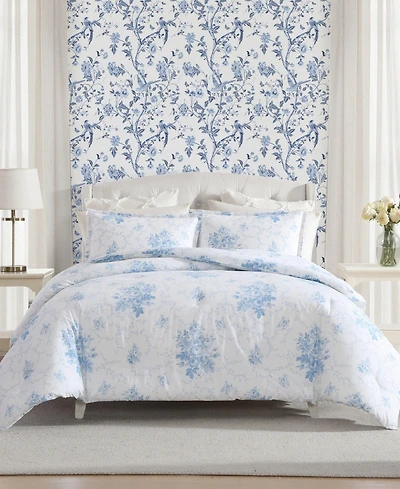 Laura Ashley Sophia Cotton 3-Pc. Duvet Cover Set, Full/Queen