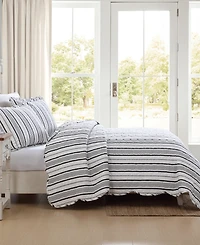 Laura Ashley Stripe Perfection Cotton 3-Pc. Quilt Set, Full/Queen