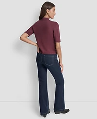 Dkny Jeans Petite Mock-Neck Embellished-Logo Sweater