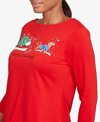 Ruby Rd. Petite Happy Howlidays Knit Top