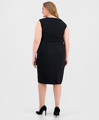 Kasper Plus Stretch-Crepe Sleeveless Sheath Dress