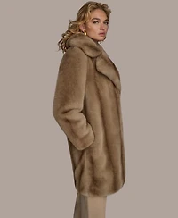 Donna Karan New York Women's Notched-Collar Faux-Fur Coat