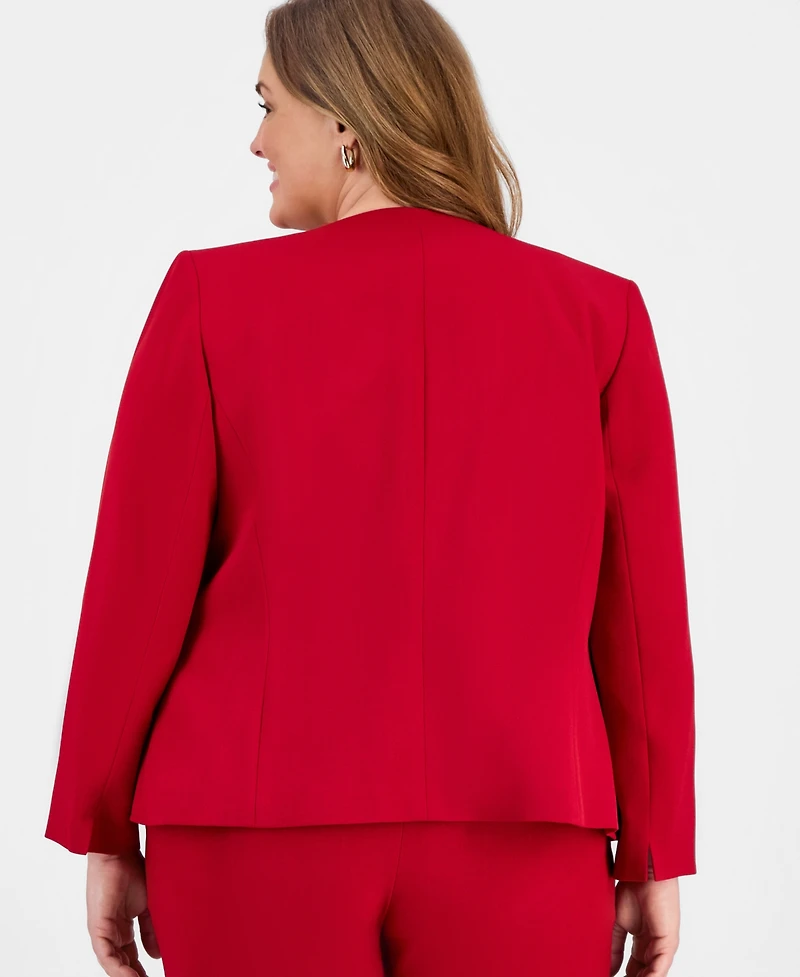 Kasper Plus Collarless Open-Front Jacket