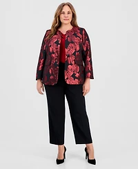 Kasper Plus Floral Jacquard One-Button Blazer
