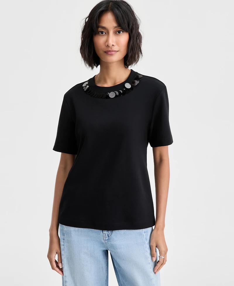 On 34th Women's Paillette Embellished T-Shirt, Macy's Exclusive