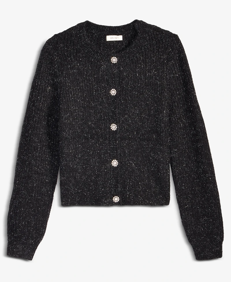 On 34th Women's Metallic-Flecked Rhinestone-Button Cardigan, Macy's Exclusive