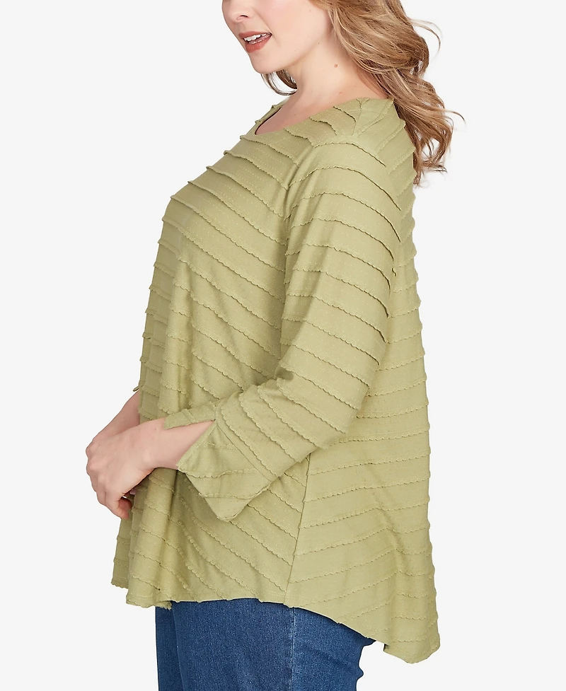 Ruby Rd. Plus Size Scalloped Jacquard Knit Top