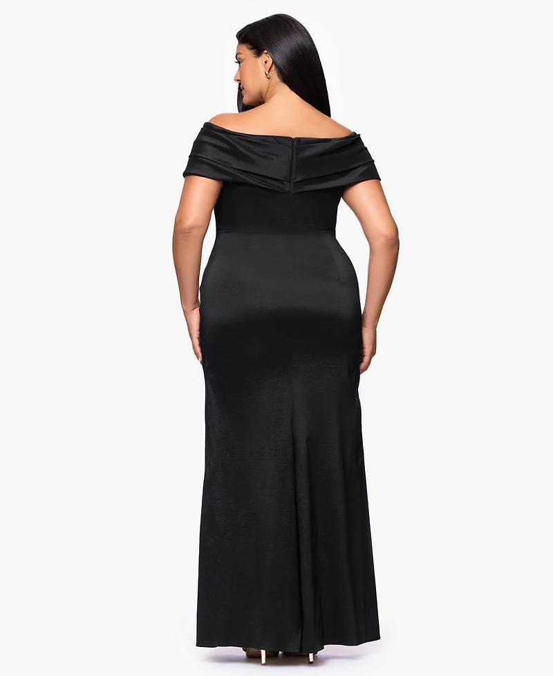 Betsy & Adam Plus Off-The-Shoulder Dress