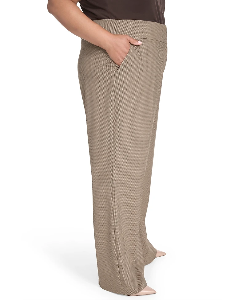 Calvin Klein Plus Check-Print Wide-Leg Pants