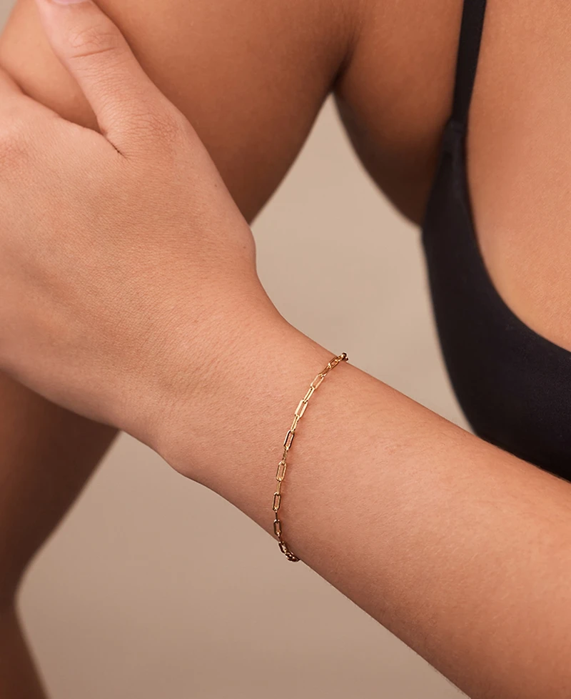 Sterling Forever Silver Dainty Paperclip Chain Bracelet