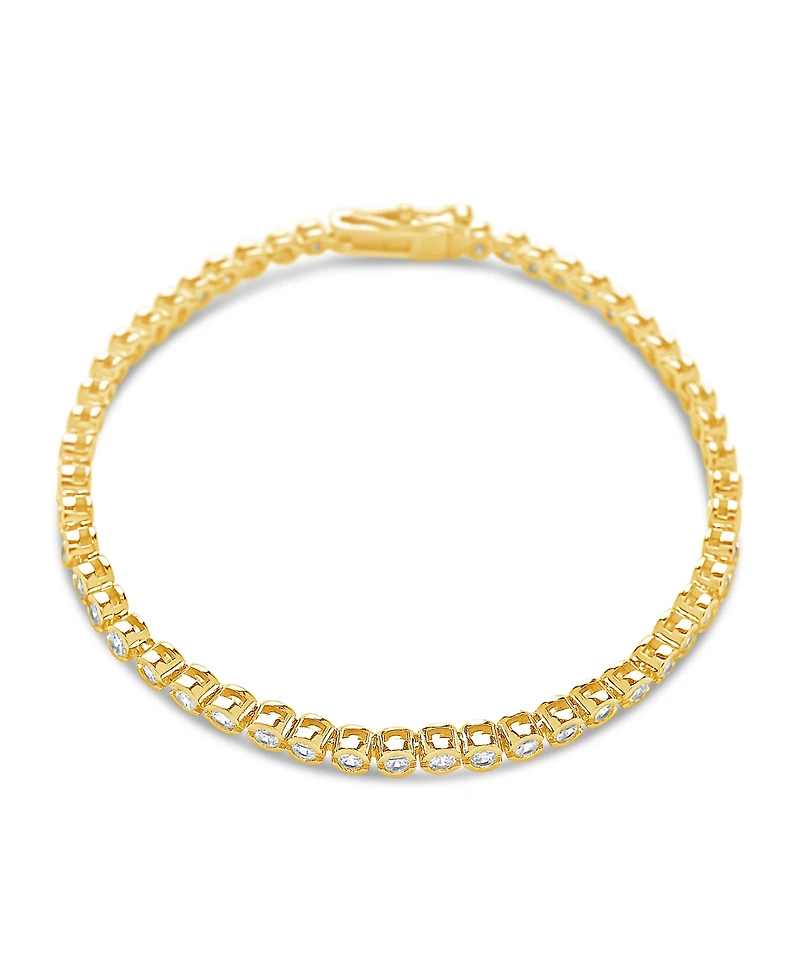 Sterling Forever Bezel Cubic Zirconia Tennis Bracelet