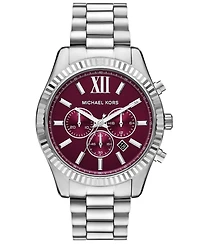 Michael Kors Men's Lexington Chronograph Silver-Tone Stainless Steel Watch, 44mm
