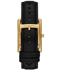 Michael Kors Women's Essex Three-Hand Black Leather Watch, 26x36mm