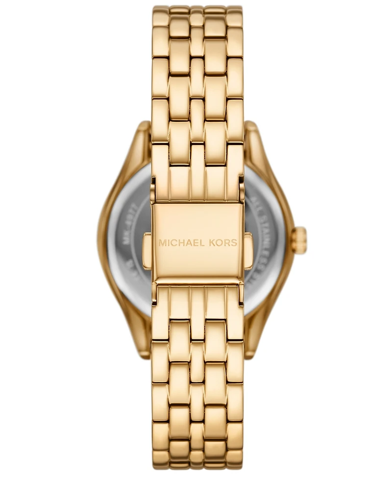 Michael Kors Women's Harlowe Three-Hand Gold-Tone Stainless Steel Watch Set, 33mm