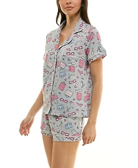 Derek Heart Women's Printed Top and Shorts Set