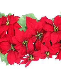 Puleo 12" Pre-Lit Artificial Poinsettia Garland