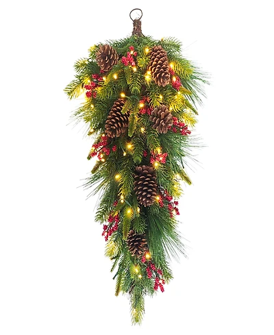 Puleo 28" Pre-Lit Artificial Adorned Banister Swag