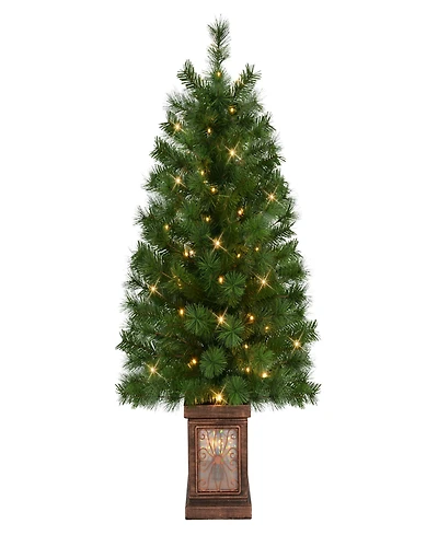 Puleo 3.5' Artificial Pre-Lit Potted Christmas Tree